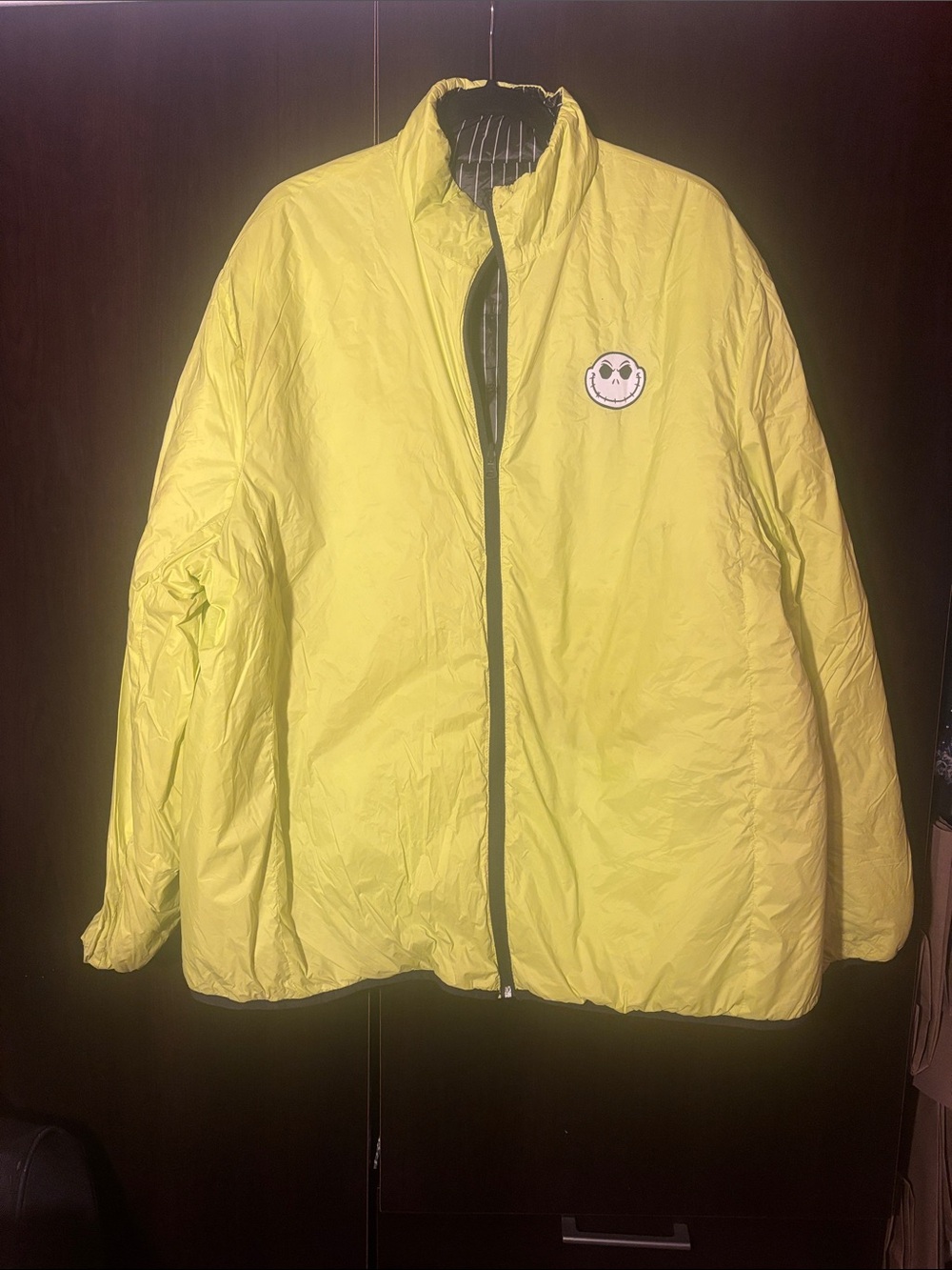 Disney Yellow Men's Puffer Jacket with Jack Skellington XXL